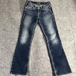 Silver Suki Jeans Women Mid Rise Boot Cut Size 26 Blue Stretch 5 Pocket - Picture 1 of 12
