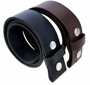 Cinturino da cintura in vera pelle a scatto marrone e nero largo 1,5" in pelle unica - Foto 1 di 18