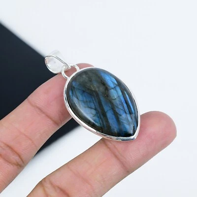 Naturale Pietra Labradorite 925 Pendente Argento Sterling Regalo Per Valentine's - Immagine 1 di 4