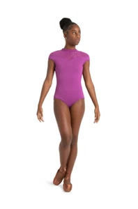 Capezio Bella Notte Stelle Leotard Cap Sleeve Mesh Back 12160W Hyacinth Violet - Picture 1 of 4