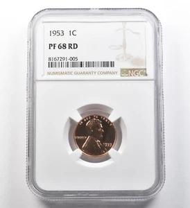 1953 Lincoln Wheat Cent PF68 RD NGC *8106 - Picture 1 of 3