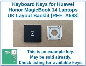 Teclas de repuesto de teclado para portátil Huawei Honor MagicBook 14 diseño Reino Unido retroiluminado - Imagen 1 de 8