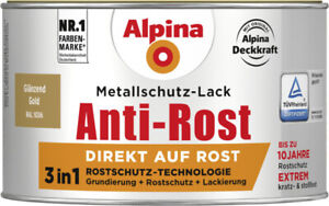Alpina Metallschutz-Lack Anti-Rost 300 ml gold glänzend Metallack Schutzlack