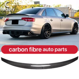 Real CARBON FIBER Rear Trunk Spoiler Boot Wing Lip For Audi S4 B8.5 Sedan 13-16 - Picture 1 of 12