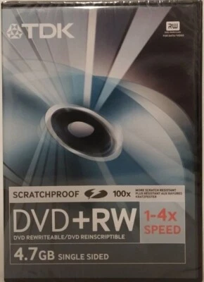 TDK Blank DVD+RW Disc 1x4 Speed 4.7GB Rewritable Disc in Case – NEW  & SEALED  - Image 1 of 3