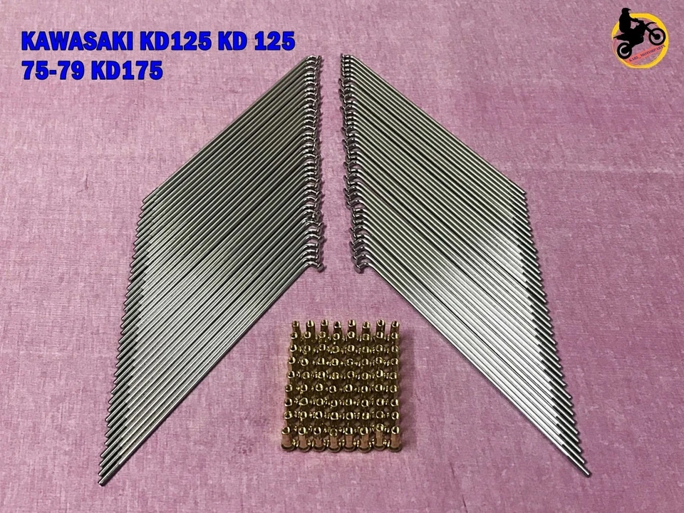 Fit KAWASAKI KD125 75-79 KD175 FRONT & REAR  Spoke Set  Gold NIPPLES   *nan3505* Foto 1 de 4