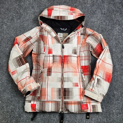 686 Chaqueta Manual Mujer Pequeña Roja Blanca Eco Poliquilt Con Capucha Snowboard Foto 1 de 4