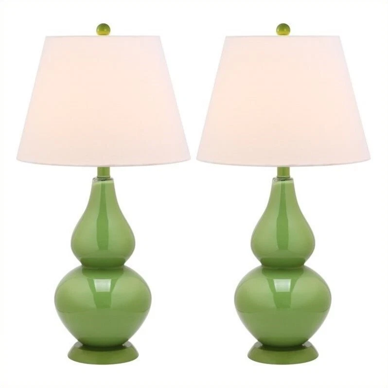 Safavieh Lighting 26.5" Lit4088g-set2 Cybil Double Gourd Green Table Lamp 2 Set