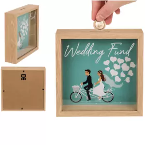 Wedding Fund Savings Box Engagement Gifts For Couples, Wooden Engagement Gift - Picture 1 of 6