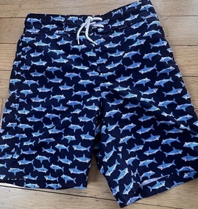 Boys Janie & Jack Swim Club Navy Blue Boys 5 5T Shark Fish Swim Trunks Swimsuit - Picture 1 of 5