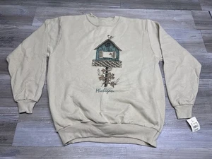 Vintage 90s Cottagecore Sweatshirt Birdhouse Michigan Souvenir Made in USA Sz M - Picture 1 of 8