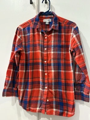 Franela con botones manga larga a cuadros roja azul marino antigua para niñas talla XL Foto 1 de 2