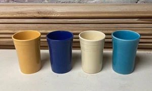 Vintage Laughlin FIESTA 3 1/2" T Juice Tumblers Cobalt Ivory Yellow Turquoise - Picture 1 of 3