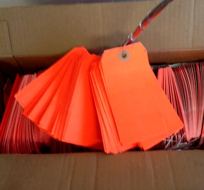 1000盒4 3/4 x 2 3/8英寸荧光红色运输标签预接线13 PT G12503C — 第 1/4 张图片