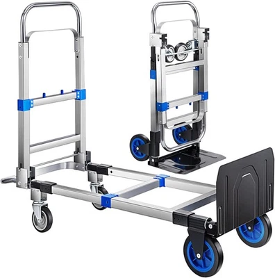 HOMESPOTS Heavy Duty 3 in 1 Aluminium Hand Truck Dolly 660LBS Convertible Folding Cart