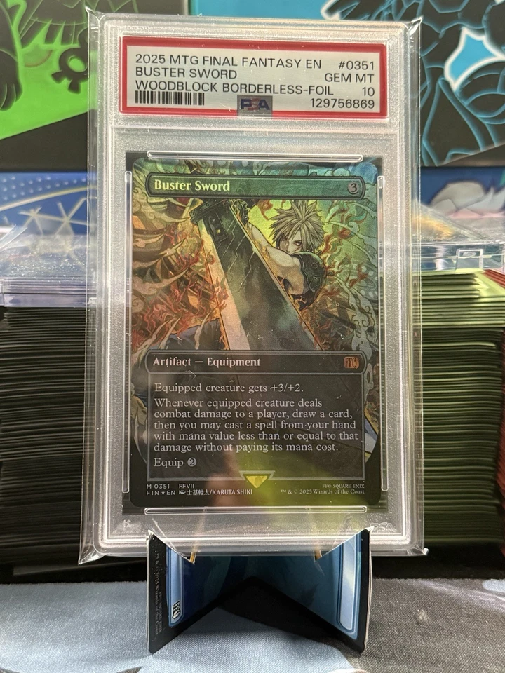 Buster Sword #0351 2025 Magic MTG Final Fantasy Woodblock Borderless-Foil PSA 10 - Image 1 of 4