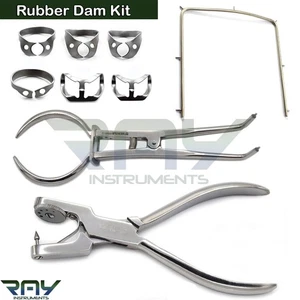 Dental Rubber Dam Instruments Kit Ainsworth Punch Plier Stoke Forceps Frame - Picture 1 of 5