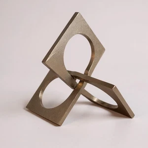 Abstrakte Wohnkultur Metall Geometrisch Verbunden Quadrat Skulptur Silber Finish - Bild 1 von 7