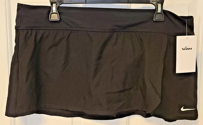 NWT Nike Swim Skirt Skort Solid Black Womens Size XL Zip Pocket Brief Liner - Image 1 of 4
