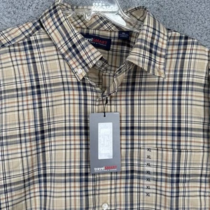 Camisa inteligente de viaje para hombre XL L/S bronceada a cuadros Roundtree y Yorke TravelSmart - Imagen 1 de 6