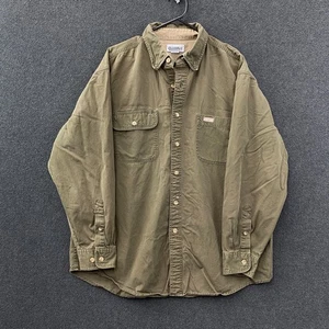 Carhartt Mens Large Long Sleeve Button Down Workwear Shirt Olive Green Twill - Picture 1 of 16