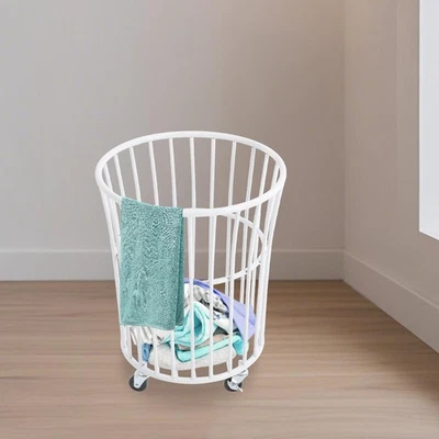 Modern Metal Laundry Basket w/Wheels Rolling Clothes Basket Toy Storage Hamper - Image 1 of 4