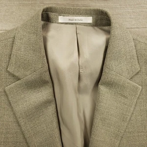 Lauren Ralph Lauren Blazer Men 40S Classic Fit Silk & Wool Windowpane Gray Beige - Picture 1 of 16