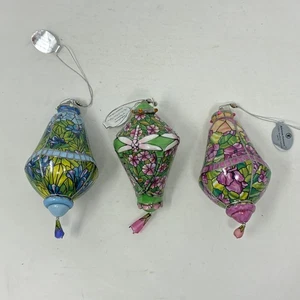 Bradford Editions Era of Louis Tiffany Heirloom Porcelana Adornos #13 Juego de 3 - Imagen 1 de 8