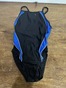 Traje de baño Speedo de una pieza para mujer 10/36 negro azul espalda deportiva traje de entrenamiento - Imagen 1 de 5