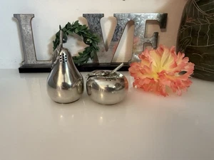 Vintage Kirk Stieff Lenox peltro mela e pera sale e pepe shaker frutta usato in ottime condizioni - Foto 1 di 14