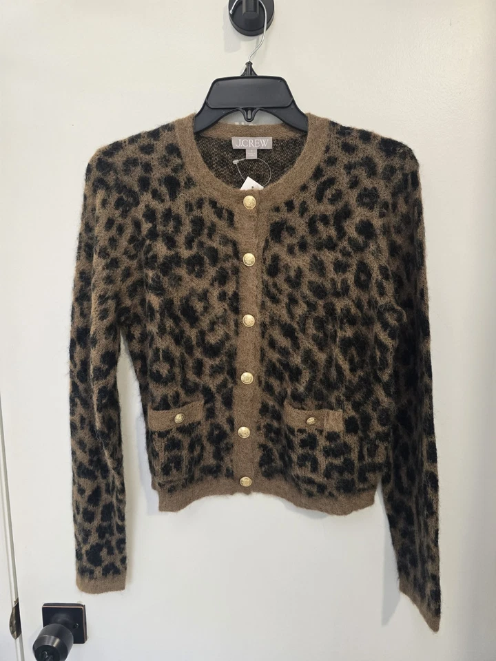 Cárdigan J Crew para mujer leopardo cachemir abotonado talla pequeña-nuevo con etiquetas Foto 1 de 4