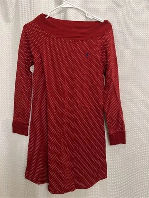 Ralph Lauren Womens Long Sleeve Red & White Polka Dot Nightgown House Dress Sz S - Image 1 of 4