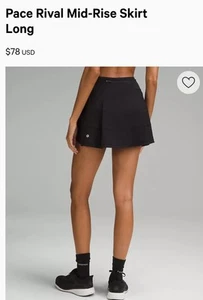 lululemon Pace Rival Mid-Rise Skirt Long black SIZE 8 - Picture 1 of 9