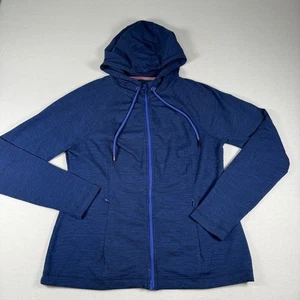 Boden Blue Heathered Full Zip Hooded Jacket Athletic Hoodie Women Size 14 - Picture 1 of 8