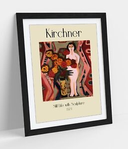 ERNST KIRCHNER, STILL LIFE WITH SCULPTURE -FRAMED WALL ART PICTURE POSTER PRINT