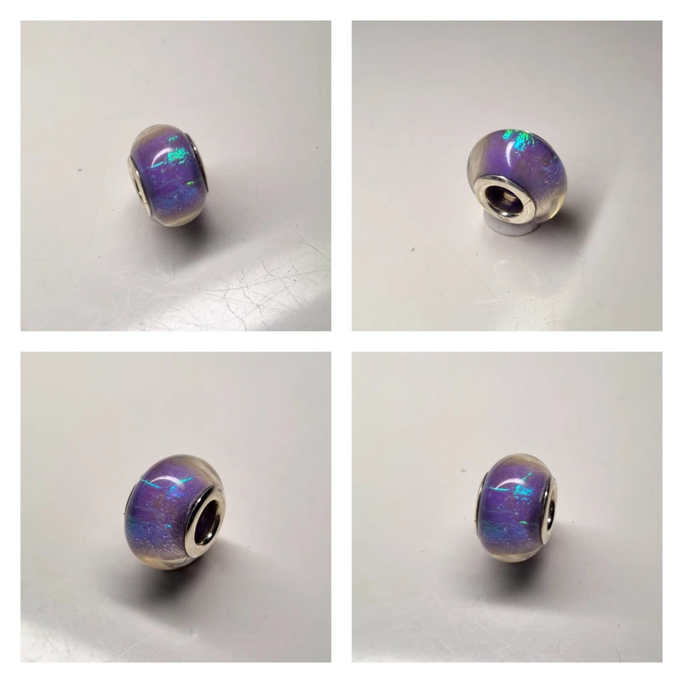 Berloque feito à mão joia pulseira de contas roxo violeta resina parkly argila acrílica Reino Unido - Imagem 1 de 1