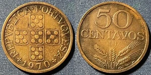 Portugal 1970 50 Centavos Wheat KM-586 Bronze VeryFine #1 - US Seller - Picture 1 of 1