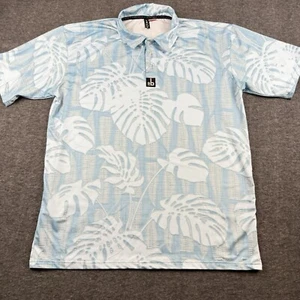 OB Out Of Bounds Polo Men XL Blue Hawaiian Shirt Golf Performance All Over Print - Picture 1 of 6
