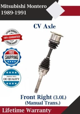 Eje delantero derecho CV para Mitsubishi Montero 1989-1991 transmisión manual Garantía de por vida Foto 1 de 4