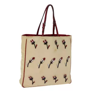 PRADA Tote Bag Nylon Beige Auth 76973 - Picture 1 of 22