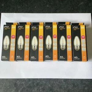 6 X DIMMABLE E27 LED Candle Bulb 40W 470LM Warm White 2700K LED Filament - Picture 1 of 5