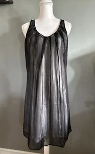 Pre-O Ad:Hoc le Collezioni White With Black Sheer Overlay Sleeveless Dress Sz:L - Picture 1 of 4