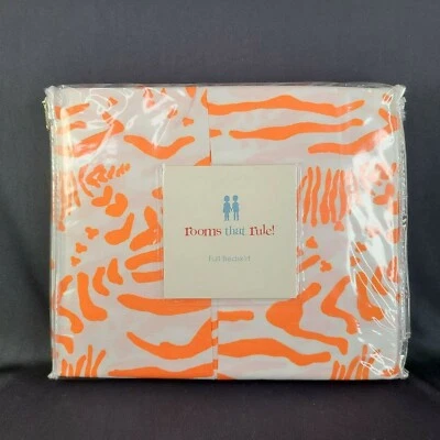 Falda de cama Rooms That Rule naranja tamaño completo algodón Laurens estampado cebra nueva Foto 1 de 4