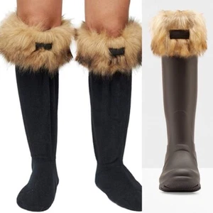 Hunter Kids Girl Faux Fur Cuff Boot Sock Tawny Size Medium US 11/13 20002903 - Picture 1 of 7