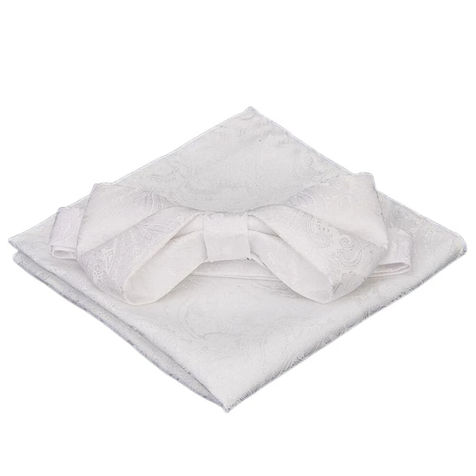 Juego de pañuelos cuadrados de bolsillo con pajarita de cachemira preatada para hombre para boda Foto 1 de 1