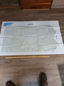 Vintage 1991 56” X 33” Boating Trout Fishing Stream Map Of Pennsylvania - Picture 1 of 3