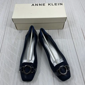 Anne Klein iflex Women's Umeko Shimmer Ballet Flat Shoes Size 10M Navy - Picture 1 of 6