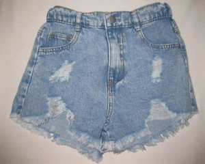 Shein girls 11yrs distressed cutoff denim shorts blue nip tween - Picture 1 of 2