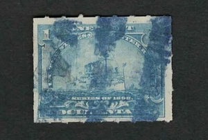 US Revenue 1898 R163 Battleship Documentary Stamp 1c Blue Killer Cancel VF-XF - Picture 1 of 2