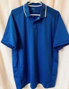 Ralph Lauren RLX Mens Blue Short Sleeve Snap Button Polo Golf Shirt Large L - Picture 1 of 6